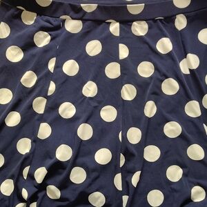 Susan Gravel Elegant Navy and White Polka Dot Skater Skirt